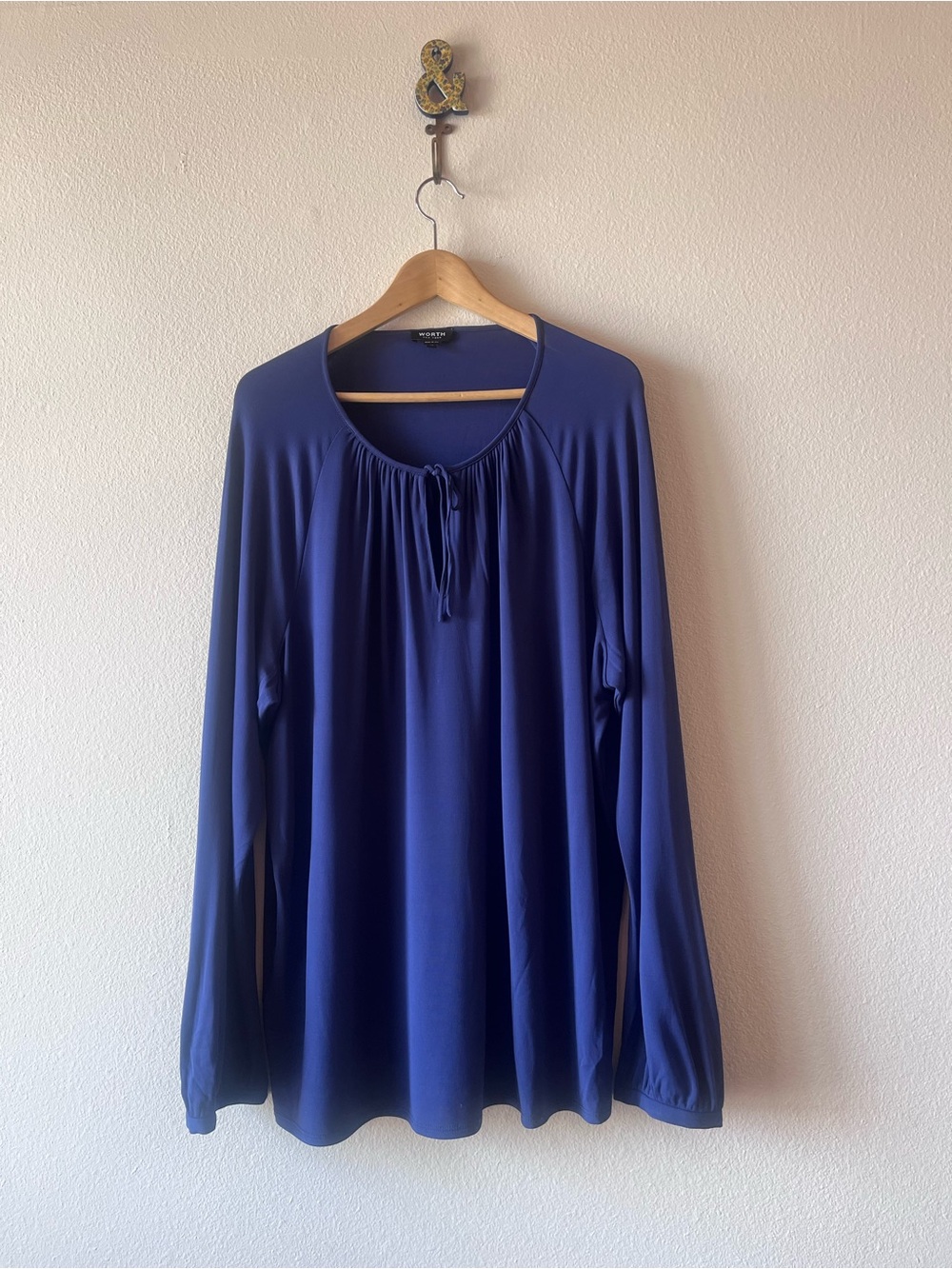Worth Royal Blue Long-Sleeve Tie-Neck Tunic